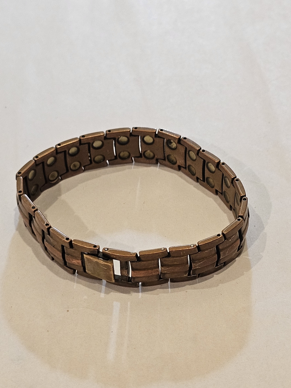Men's Copper-Tone Magnetic Link Bracelet - Brown